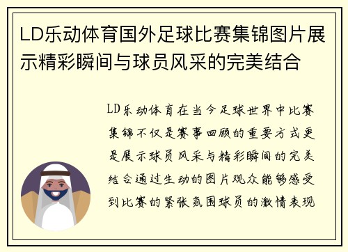 LD乐动体育国外足球比赛集锦图片展示精彩瞬间与球员风采的完美结合