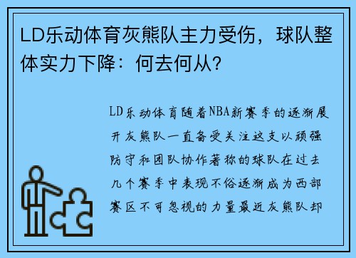 LD乐动体育灰熊队主力受伤，球队整体实力下降：何去何从？